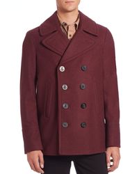 Burberry | Red Eckford Wool & Cashmere Peacoat for Men | Lyst