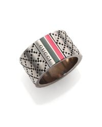 Gucci | Metallic Diamante Pattern Ring for Men | Lyst