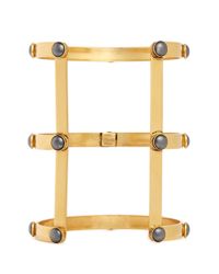 Ela Stone | Metallic 'ana' Hematite Stone Caged Manchette Cuff | Lyst