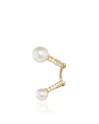 Fallon | White Gold, Pearl, And Diamond Jessica Single Ear Cuff | Lyst