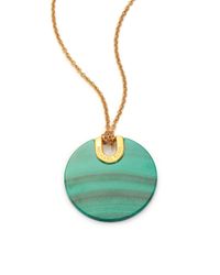 Michael Kors | Cityscape Disc Green Malachite Pendant Necklace | Lyst