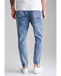 acid wash denim joggers