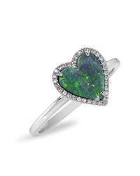 Anne Sisteron - Green 14kt White Gold Opal Diamond Heart Ring - Lyst