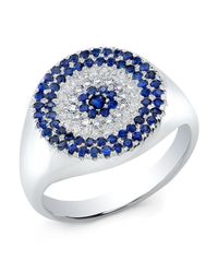 Anne Sisteron - Blue 14kt White Gold Diamond And Sapphire Disc Ring - Lyst