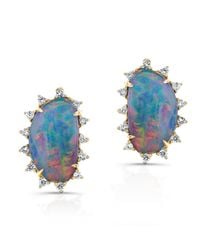 Anne Sisteron | Blue 14kt Yellow Gold Opal Diamond Spike Stud Earrings | Lyst