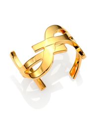 Saint Laurent | Metallic Signature Monogram Cuff Braceletgoldtone | Lyst