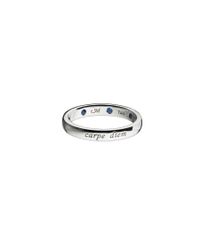 Monica Rich Kosann | Metallic 18k White Gold Poesy Ring with Carpe Diem Outside and Blue Sapphires Inside | Lyst
