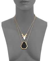 ABS By Allen Schwartz | Black Color Mix Geometric Two-row Pendant Necklace | Lyst