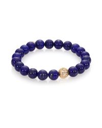 Sydney Evan | Blue Diamond, Lapis & 14k Yellow Gold Ball Beaded Stretch Bracelet | Lyst