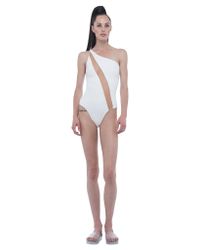 Norma Kamali | White One Shoulder Nude Insert | Lyst