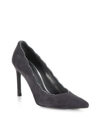 Stuart Weitzman | Gray Scallopfine Suede Pumps | Lyst