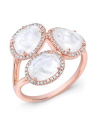 Anne Sisteron - Pink 14kt Rose Gold Moonstone Diamond Trinity Ring - Lyst