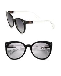 Fendi | Black Colorblocked 55mm Round Sunglasses | Lyst