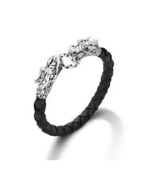 John Hardy | Black Woven Leather Dragon Bracelet for Men | Lyst