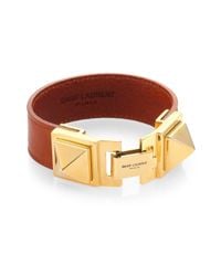 Saint Laurent | Metallic Clous Punk Carré Studded Leather Bracelet | Lyst
