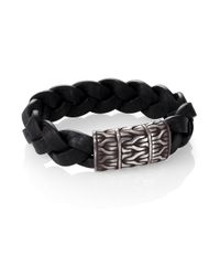 John Hardy | Black Classic Chain Braided Leather & Silver Bracelet | Lyst