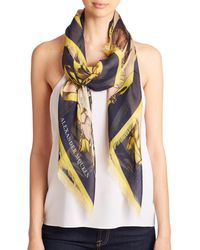 Alexander McQueen | Blue Birdy Silk & Modal Skull Scarf | Lyst