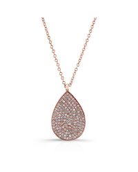 Anne Sisteron - Pink 14kt Rose Gold Diamond Large Pear Shaped Necklace - Lyst