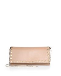 Valentino | Natural Rockstud Leather Chain Wallet | Lyst