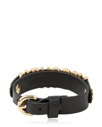 Moschino Black Grained Leather Bracelet for men