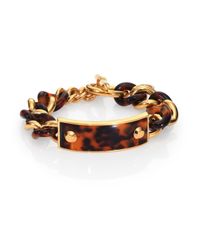 Michael Kors | Brown Plaque Tortoise-Print Curb Chain Bracelet | Lyst