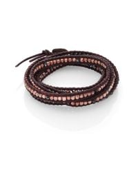 Chan Luu | Brown Crystal & Leather Multi-row Beaded Wrap Bracelet | Lyst