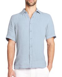 Saks Fifth Avenue | Blue Linen Sportshirt for Men | Lyst