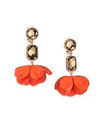 Tory Burch | Orange Pentier Flower Petal Clipon Drop Earrings | Lyst