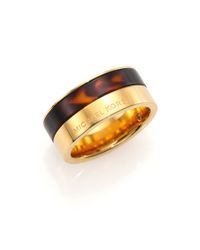 Michael Kors | Metallic Heritage Maritime Tortoise-print Blocked Band Ring | Lyst