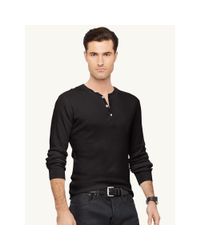 Ralph Lauren Black Label | Black Cotton-blend Henley Shirt for Men | Lyst