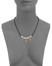 Majorica | Black 6mm-8mm White Round Pearl Spike Necklace | Lyst