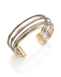Michael Kors | Metallic Brilliance Statement Tri-Tone PavÉ Multi-Band Cuff Bracelet | Lyst