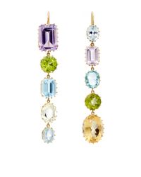Renee Lewis | Yellow One Of A Kind Five Part Amethyst Peridot Aqua Topaz Kunzite Syn Spinel Citrine Earrings | Lyst