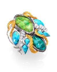 Alexis Bittar | Metallic Elements Cholulian Turquoise & Chrysocolla Olmeca Statement Cuff Bracelet | Lyst