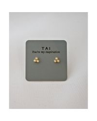 Tai | White Triple Dot Pearl Stud | Lyst