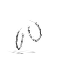 John Hardy | Twisted Chain Small Hoop Earring With Black Sapphire | Lyst