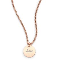 Astley Clarke | Metallic 14k Rose Gold Tiny Love Disc Pendant Necklace | Lyst