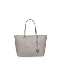 MICHAEL Michael Kors | Gray Jet Set Travel Quilted Saffiano Tote | Lyst
