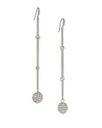 ABS By Allen Schwartz | Metallic Pave Ball Chain Drop Earrings | Lyst