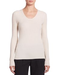 Akris | White Cashmere & Silk Ribbed Pullover | Lyst