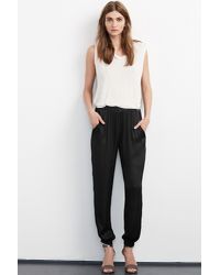 Velvet By Graham & Spencer - Black Ivanka Satin Pant - Lyst