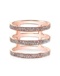 Anne Sisteron - Pink 14kt Rose Gold Diamond Triple Bar Ring - Lyst