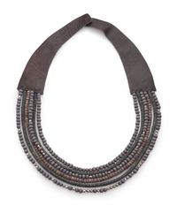 Peserico | Blue Mixed Bead & Leather Necklace | Lyst