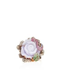 Wendy Yue | Multicolor Jade And Pink Sapphire Flower Ring | Lyst