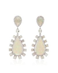 Nina Runsdorf | Metallic White Crystal Opal And Fancy Diamond Earrings | Lyst