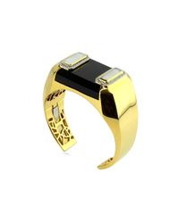 Kara Ross | Black Cava Cuff With Onyx And Rock Crystal Inset | Lyst