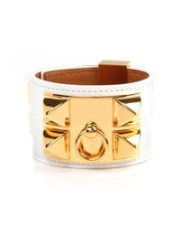 Hermès | White Epsom Leather Collier De Chien Bracelet | Lyst