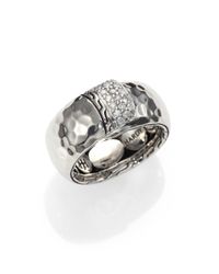 John Hardy | Metallic Palu Diamond & Sterling Silver Overlap Band Ring | Lyst
