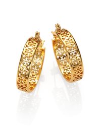Tory Burch | Metallic Kinsley Logo Cutout Hoop Earrings/0.9 | Lyst