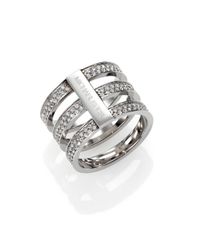 Michael Kors | Metallic Motif Pavé Bar Three-row Ring/silvertone | Lyst